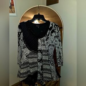Cato Black and White Paisley Blouse